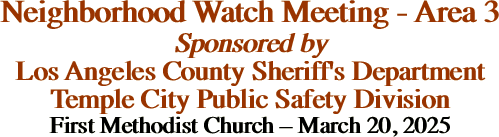 Neighborhood Watch Meeting - Area